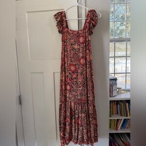 Love the Label Anthropologie Floral Ruffle Sleeve Dress XS
